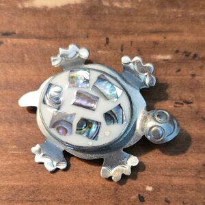 🐢 Fertility Turtle Brooch | Abalone Inlay | Alpaca Silver Mexico | Handmade